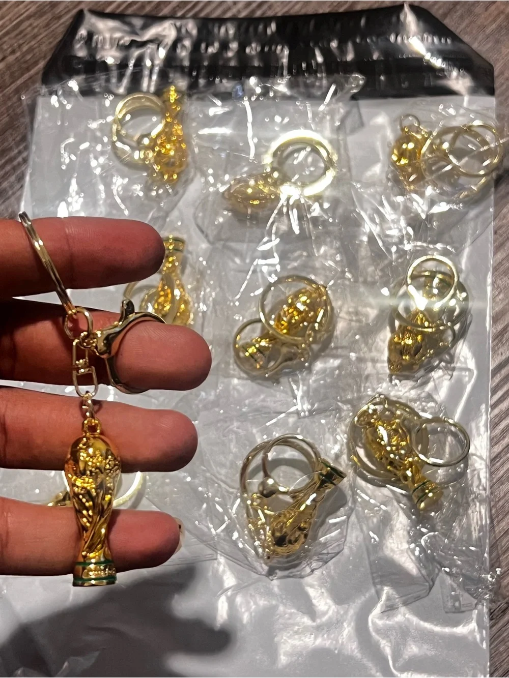 10 PIECES Gold Football Trophy Keychain - Men Accessories